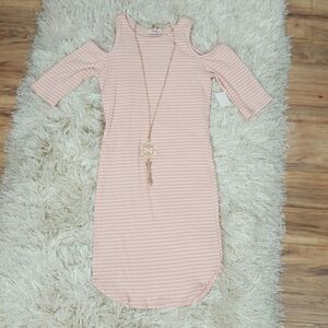 Vivace women's mini dress striped pink white Large